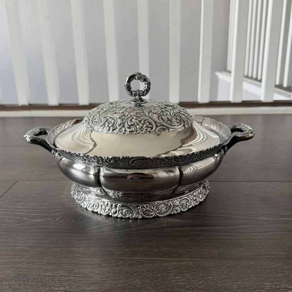 Antique E.G. Webster & Son Quadruple Silverplated Covered Serving Dish Victorian